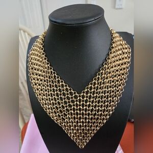Gold Chain Mesh Bib Necklace - Women Jewelry
